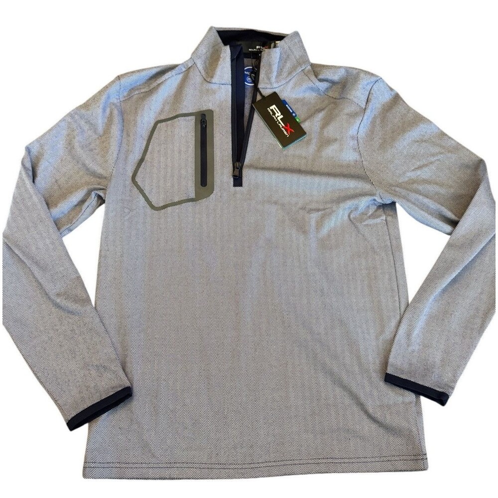 RLX Ralph Lauren Performance Jersey Quarter Zip‎ Pullover S Navy/white Golf